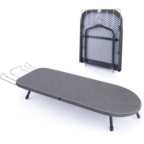 Mini Planche à repasser de table - XIIW - Table à repasser compacte, Pliable, avec repose-fer Crochet de suspension, idéale petits espaces dortoirs et voyages, 83 x 31 cm, Noir
