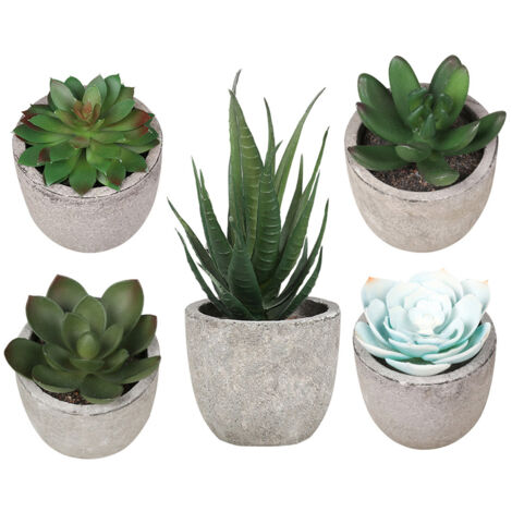 Mini Plantes Artificielles Succulentes - Pots Céramique Blanche - Pour Maison & Salle de Bain