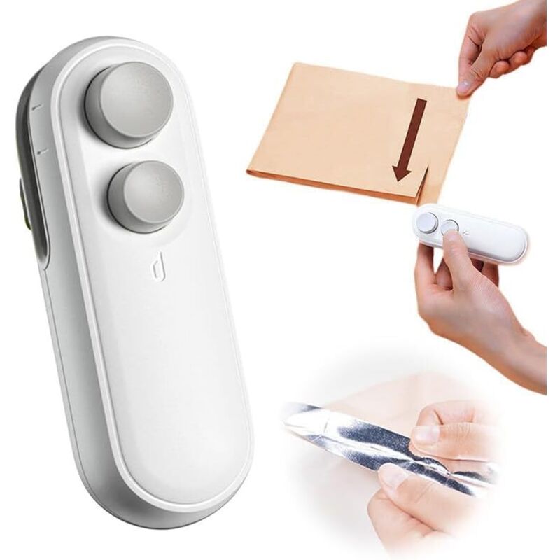 Mini Plastic Bag Sealer, Portable Bag Sealer 2 in 1 Heat Sealer with Cutter Cuts and Seals Plastic Bags, Suitable for Kitchen Food for French Fries