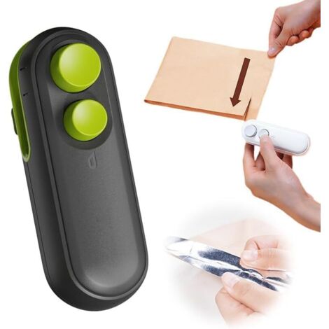 Mini Plastic Bag Sealer, Portable Bag Sealer 2 in 1 Heat Sealer with Cutter Cuts and Seals Plastic Bags, Suitable for Kitchen Food for French Fries Bag (Black)