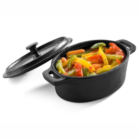 Mini Plat Ovale Bord Haut avec Couvercle en Fonte 12,5 x 9,3 cm - Pujadas