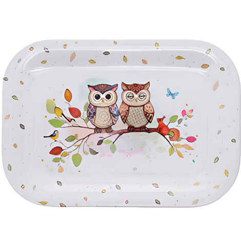 Mini plateau en mélamine couple de hiboux