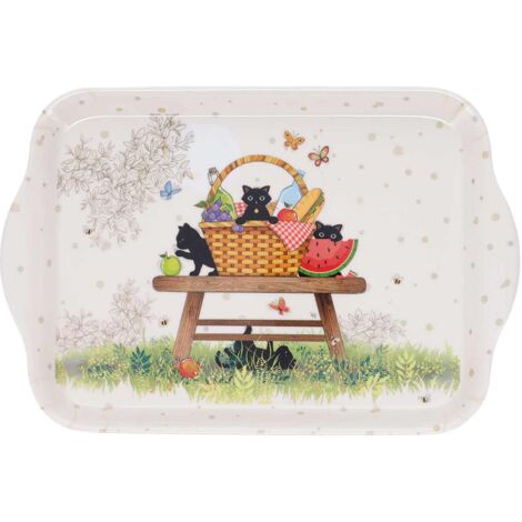Mini plateau en mélamine pique nique de chatons 20 cm