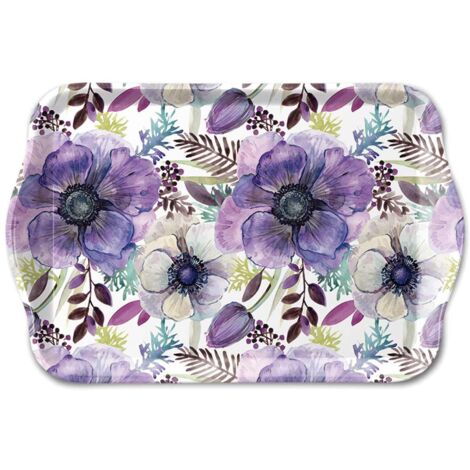 Mini plateau motif floral rêve pourpre  20,5 x 13