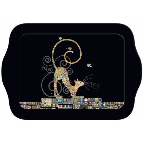 Mini plateau noir rectangulaire BUG ART JEWELS - Chat Klimt