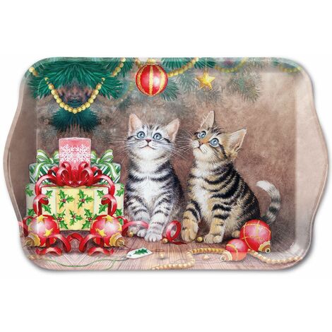 Mini plateau vide poche rectangulaire Chatons Noël