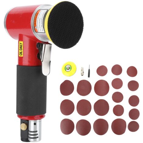 Mini Pneumatic Air Sander Eccentric Grinder Polishing Machine with Sandpapers for AutomobileRed