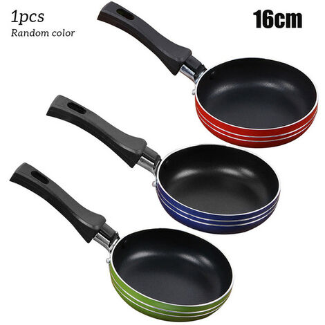Mini poêle à frire en acier antiadhésif, casserole de couleur aléatoire pour ustensiles de cuisine en acier inoxydable 12cm/14cm/16cm,16cm