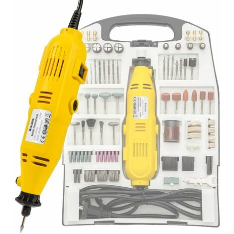 Die grinder kit with carry case 243 PCs - mini grinder, grinder tool, hand grinder - yellow - yellow