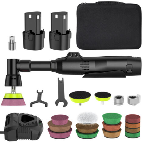 Mini polisseuse sans fil 12V – DA & RO dual mode – 5 vitesses – kit de polissage voiture professionnel