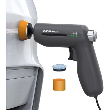 Mini Polisseuse Voiture 12V (13.4 x 14.6 cm) - Machine de Polissage Électrique Ergonomique avec Tampons Inclus - Idéal pour Rayures, Lustrage et Cire (Auto, Moto, RV)