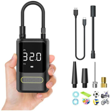 Mini Pompa d'Aria Elettrica da 4000 mAh, Gonfiatore per Pneumatici Senza Fili per Compressore d'Aria Portatile 150PSI con Display LCD Digitale, Pompa d'Aria Ricaricabile per Auto, Bici, Moto, Scooter