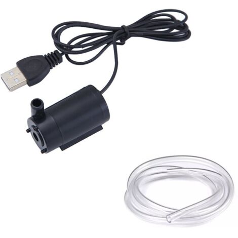 Mini Pompa Sommergibile USB Mute Pompa Sommergibile da 2-3 L/min per Fontana di Acquari Accessori per Acquari (Nero, 1 Tubo Incluso)