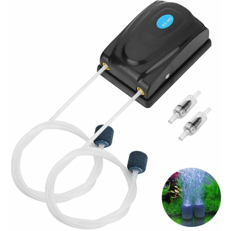 KZQ - Mini Pompe à Air 5W pour Aquarium, Bulleur Silencieux pour Petit Aquarium, Avec Tuyau d'Air, Pierre à Air et Clapet Anti-Retour
