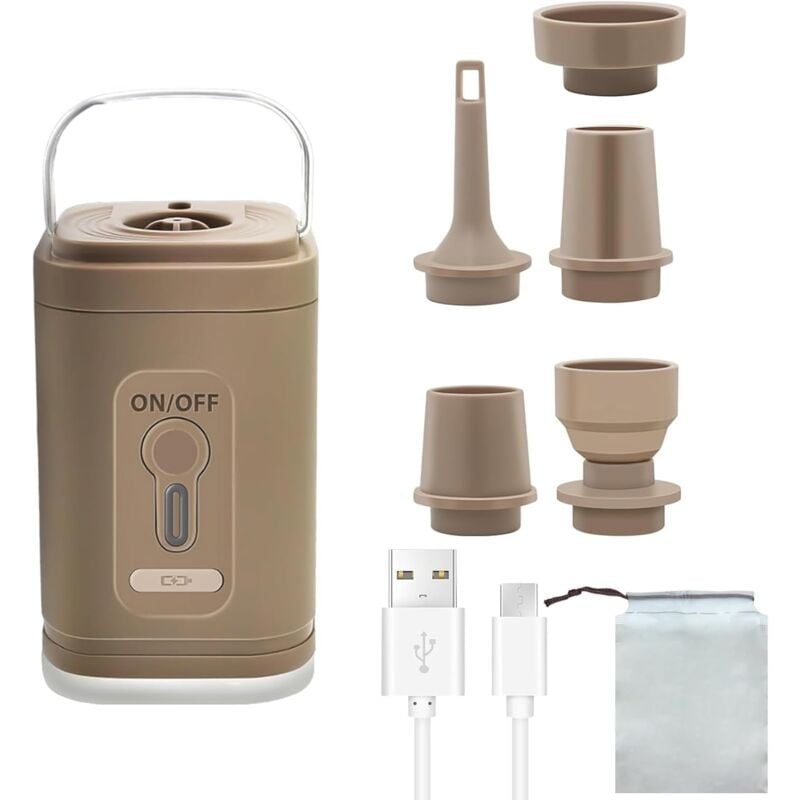 Mini Pompe à Air Électrique, Pompe à Air de Voyage Portable, 2 en 1 Pompe pour Matelas à Air et Sac sous Vide, Pompe de Camping pour Gonfler et