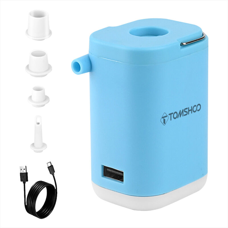 Mini pompe à air électrique pour structures gonflables 4 en 1 Pompe à air portable de camping avec lumière intégrée Batterie externe Gonflage et