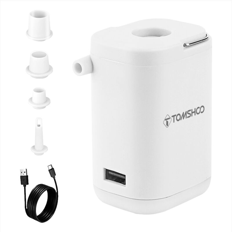 Mini pompe à air électrique pour structures gonflables 4 en 1 Pompe à air portable de camping avec lumière intégrée Batterie externe Gonflage et