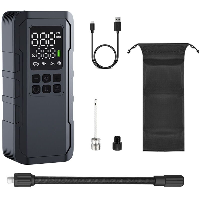 Tonchean - Mini pompe à air portable pour voiture, pompe à air de charge sans fil portative, pompe à pneu, adaptée aux vélos, voitures, voitures