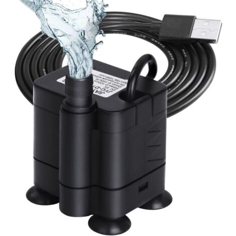Mini Pompe à Eau, 200L/H USB Aquarium Pump Ajustable Ultra-Silencieux Animaux Pompe, Pompe Eau Submersible D'aspiration Inférieure pour Aquarium, Culture Hydroponique DC 5V 1-3W