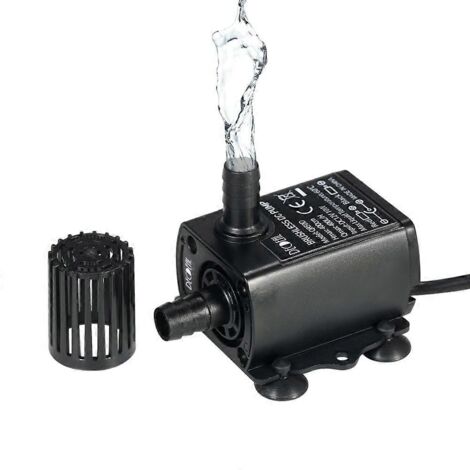 Mini pompe à eau sans balais ultra-silencieuse 12 V CC 10 W avec raccord femelle étanche 5,5 x 2,1 mm pour fontaine submersible [DB] Noir