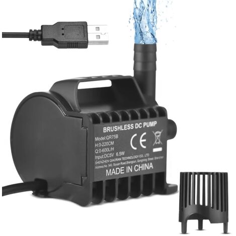 Mini pompe à eau submersible 600 L/h pour fontaine, électrique, USB, avec ventouse, portable, pour aquarium, bassin, étang, abreuvoir pour animaux.