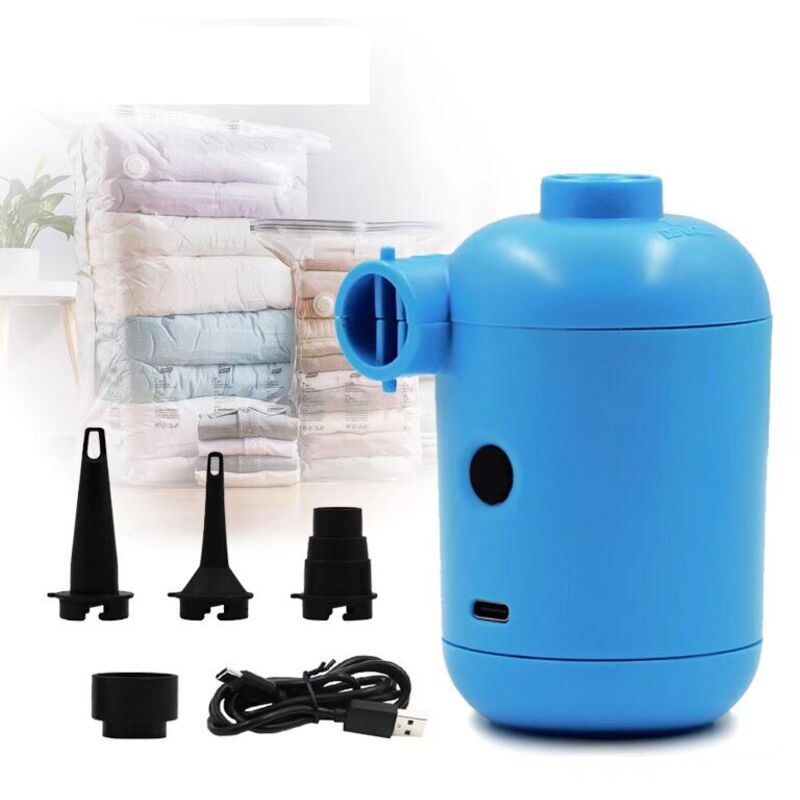 Mini Pompe Électrique, Pompes à Air Electriques Camping Portable USB, Gonfleur et Dégonfleur Rapide, Gonfleur à 3 Buses pour Jouets de Piscine à Air