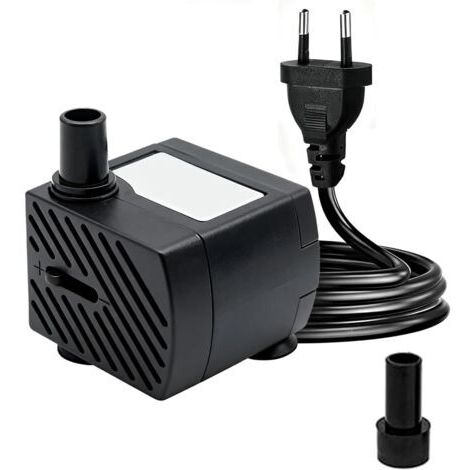 Mini pompe submersible ultra silencieuse avec câble d'alimentation de 1,3 m, avec 1 buse pour fontaine, aquarium, jardin d'étang, prise européenne 180 l/h 3 W