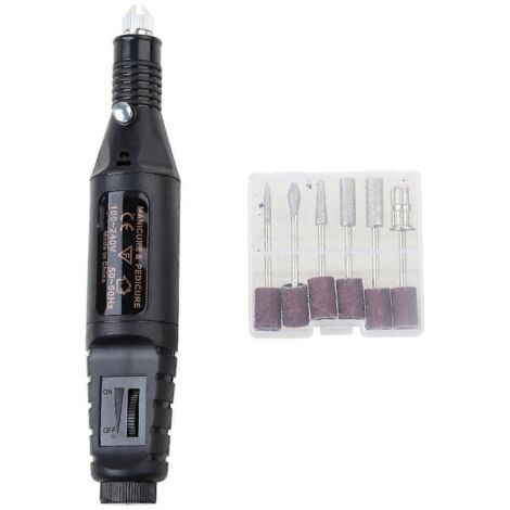 Mini ponceuse USB avec 6 têtes de ponçage, perceuse électrique à 4 vitesses de rotation (3000-20000 tr/min).