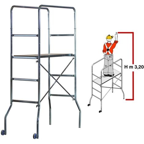 Trabattello mini ponteggio 365 cm alluminio