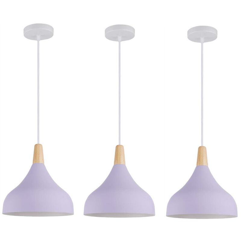 Image of Wottes - 3Pcs Creativo Lampada a Sospensione Semplice E27 Illuminazione Interni Lampadario Camera Letto Soggiorno - Viola