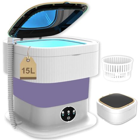 Mini portable washing machine, 15L, ideal for camping with spin cycle, for deep cleaning underwear, baby clothes and socks. Perfect for apartments, dorms, travel and cars.
