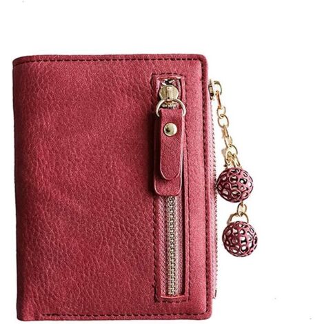 Mini porte-monnaie en cuir à deux volets pour femmes (rouge 3)