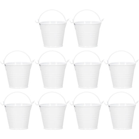 Mini Pot de fleurs pour plantes succulentes, 10 pièces, petit seau en métal pour décoration intérieure et extérieure, blanc, 4x5,5x6cm