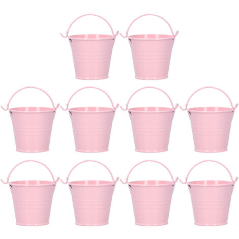 Mini Pot de fleurs pour plantes succulentes, 10 pièces, petit seau en métal pour décoration intérieure et extérieure, rose 4x5.5x6cm