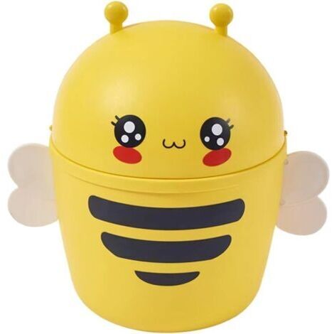 Mini Poubelle De Bureau Abeille, Plastique, 20.5x14.7x21cm, 4.34L, Couvercle, Animal De Dessin Animé, Bureau, Chambre D'enfant, Commode, Table De Chevet