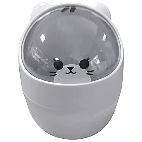 SVUPUE Poubelle De Table Gris Petite Poubelle De Bureau Avec Couvercle Pour Salle De Bain, Cuisine, Bureau, Poignée Portable