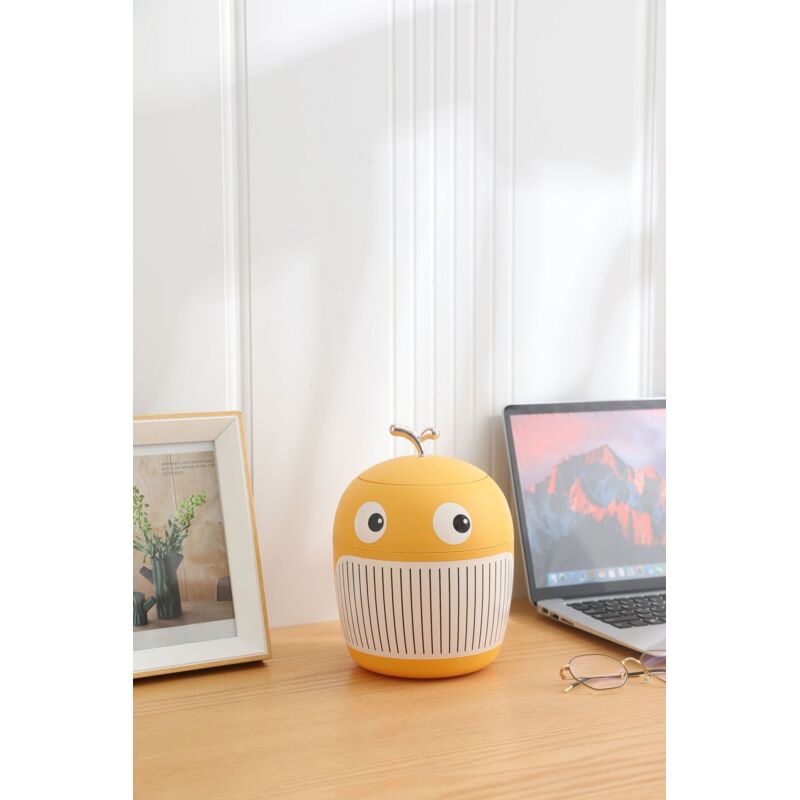 Mini poubelle de bureau avec couvercle poubelle mignonne portable chambre à coucher, bureau, salon petite poubelle(jaune)