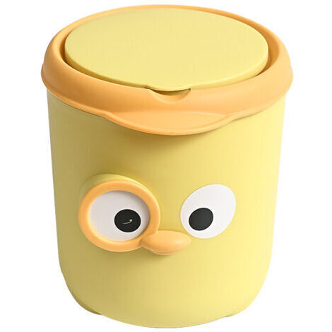 Mini Poubelle De Bureau Avec Couvercle,Poubelle Portable, Petite Poubelle Mignonne(jaune)