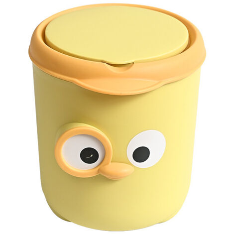 Mini Poubelle De Bureau Avec Couvercle,Poubelle Portable, Petite Poubelle Mignonne(jaune)