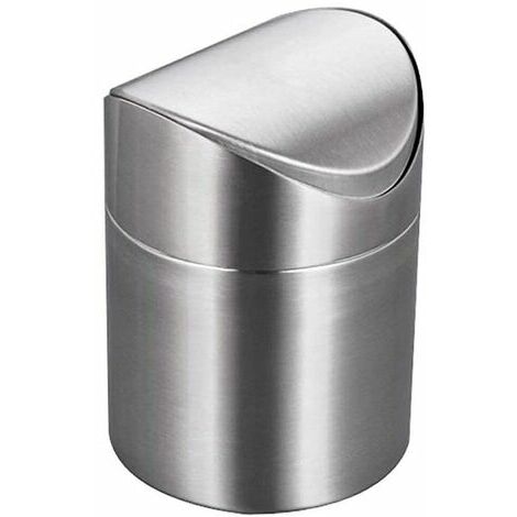 Mini poubelle de bureau en acier inoxydable (argent)