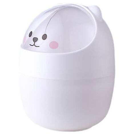 mini Poubelle De Bureau En Plastique Avec Couvercle, Motif Ours De Dessin Anim, Portable Et Amovible