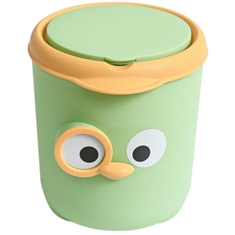 Mini poubelle de bureau - Mini poubelle vert avec couvercle à charnière mignon - Pour enfants - Mini poubelle de voiture - Corbeille à papier