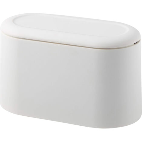 Mini Poubelle de Comptoir avec Couvercle Pressoir, pour Salle de Bain, Cuisine, Bureau ou Voiture - Rangement Maquillage et Déchets