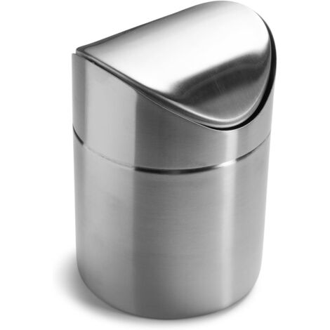 Mini poubelle de comptoir, poubelle à couvercle basculant 1,5 L/0,40 gallon, poubelle argentée