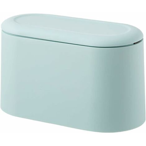 Mini Poubelle de Table Poubelle de Table avec Couvercle Poubelle Chambre pour Support de Maquillage, Salle de Bain Vanité, Dessus de Table, Bureau, Comptoir de Salle de Bain (Bleu)
