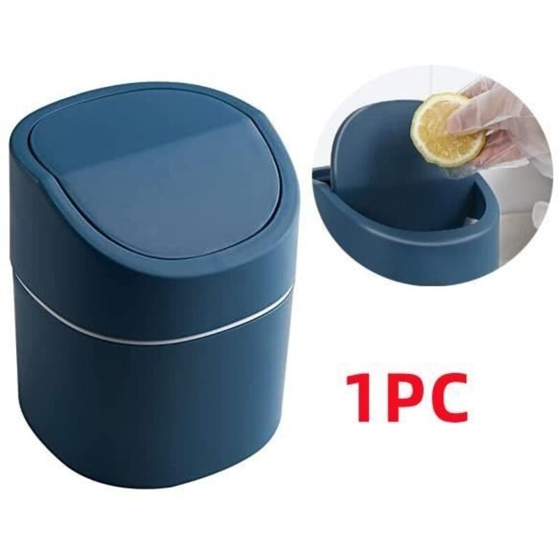 mini poubelle de table,Mini Poubelle en Plastique avec Couvercle,pour Chambres à Coucher,Salles à Manger,Salles de Bains,Bureaux,1PC