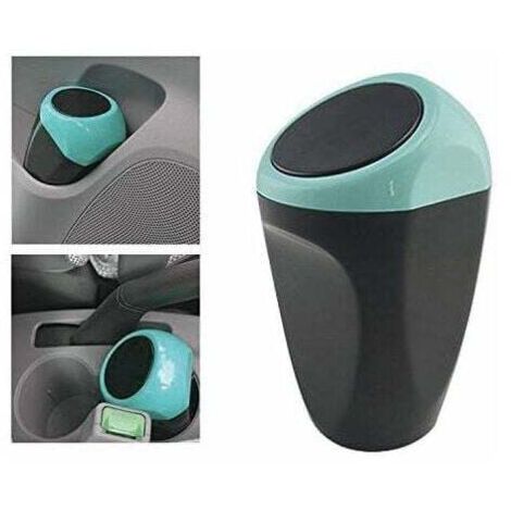 Mini poubelle de voiture peut en plastique des déchets poubelle 16x8CM poubelle conteneur de stockage pour l'intérieur de la voiture/bureau/maison(Poubelle Blue-Mini)