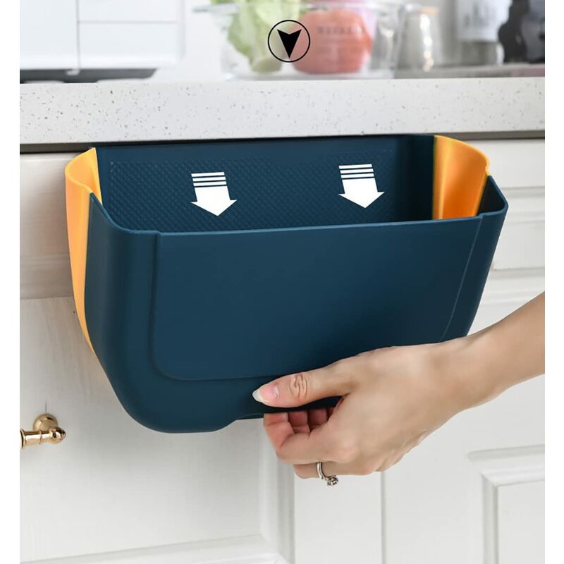 Xinuy - Mini poubelle pliante suspendue pour porte d'armoire de cuisine, petite poubelle pliable sous l'évier, poubelle pliante murale - Mini