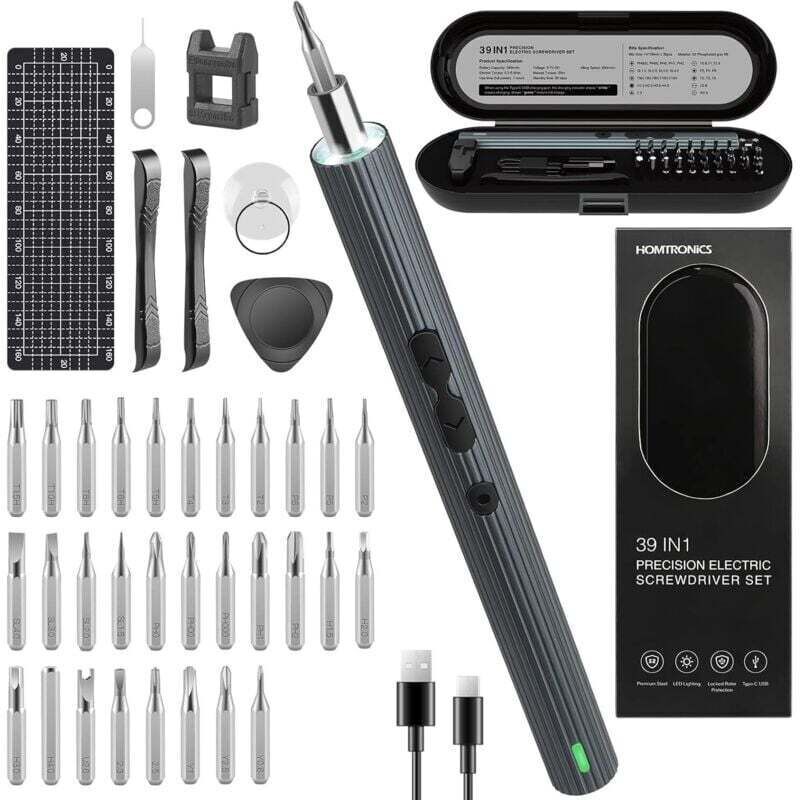 Mini Precision Electric Screwdriver, [0.45-0.65/4N.M Torque, Cordless] 39-in-1 Precision Electric Screwdriver, USB Rechargeable, For Watches,
