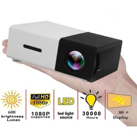 Mini Projecteur 1080P , Vidéoprojecteur Portable pour Home Cinéma Dessins Animés, Compatible avec HDMI/USB/AV/Ordinateur, Noir